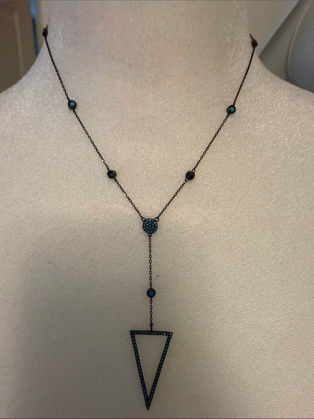 Delicate Turquoise Crystal Y-Drop Necklace